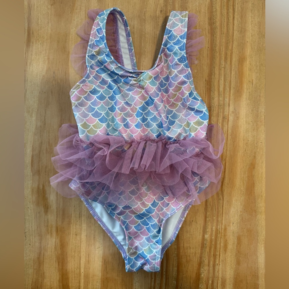 Mermaid Scale Swimsuit with Tulle Skirt